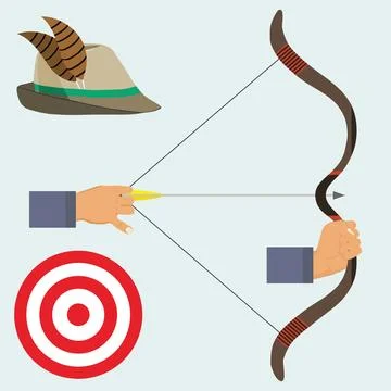 Hand with a bow and arrows. Stock Illustration