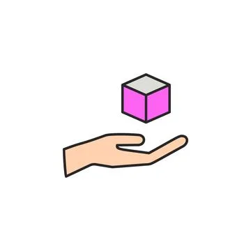 Hand with box icon. Element of magic icon for mobile concept and web apps. Color Stock Illustration