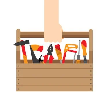 Hand box with tools Stock Illustration
