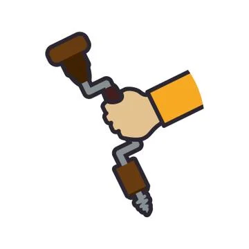 Hand brace and bits carpentry tool Stock Illustration