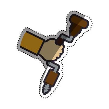 Hand brace and bits carpentry tool Stock Illustration