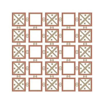Hand-braided jute square figures. Stylized pattern of the peoples of the No.. Stock Illustration