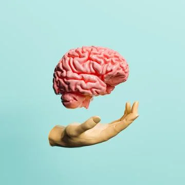Hand with a brain floating Illustrazione stock