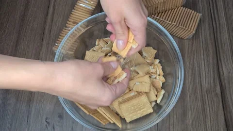 Hand Breaking A Biscuits Stock Footage 171750635