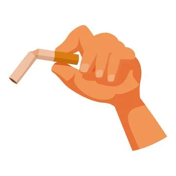 Hand breaking cigarette in half to quit smoking addiction Stock Illustration