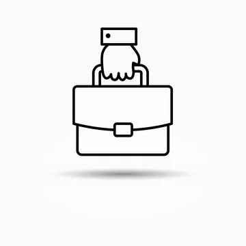Hand with briefcase line icon, vector isolated outline symbol. Stock Illustration