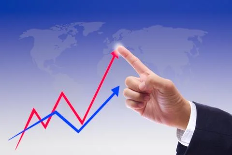 Hand bring up the graph Stock Photos