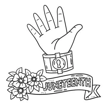 Hand with Broken Shackles Isolated Coloring Page Stock Illustration