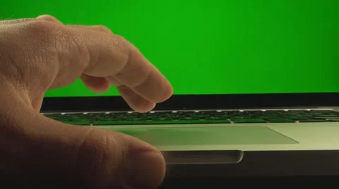 Hand Browsing On The Touch Pad On A Green Screen Laptop, Chroma, Key, Future Stock Footage 37150941