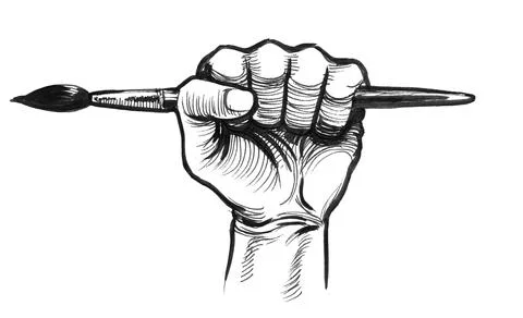 Hand with a brush Stock Illustration