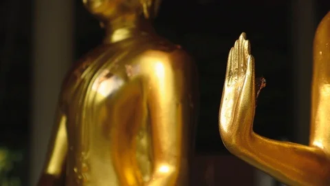 Hand of buddha statue with close up view and movement motion footage video Stock Footage 111455372