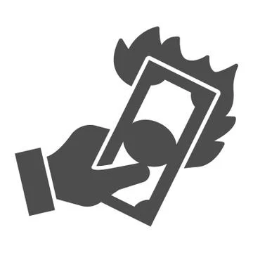 Hand with burning dollar solid icon, waste of money concept, Dollar in fire sign Stock Illustration