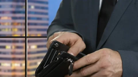 Hand of businessman holding dollar. Stock Footage