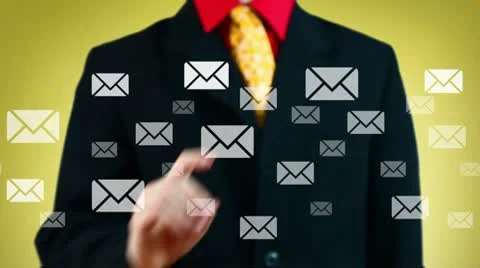 Hand of a businessman pressing mail button Stock Footage 10686893