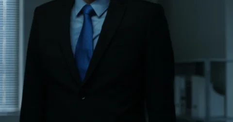 Hand of a Businessman touching a network security device Stock Footage 100951803