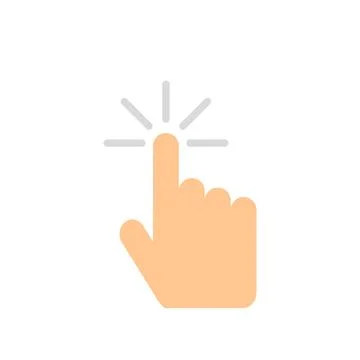 Hand button click, computer in flat style Stock Illustration