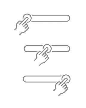 Hand button switch line icons. On, Off toggle slider flat UI control web Stock Illustration