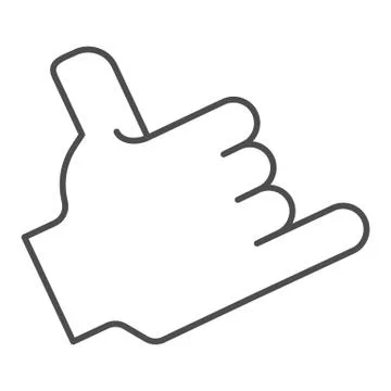 Hand call gesture thin line icon. Call me gesture vector illustration isolated Stock Illustration