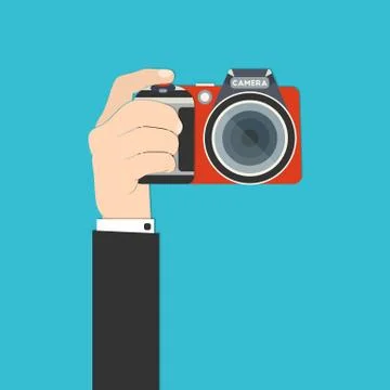 Hand with camera Stock Illustration