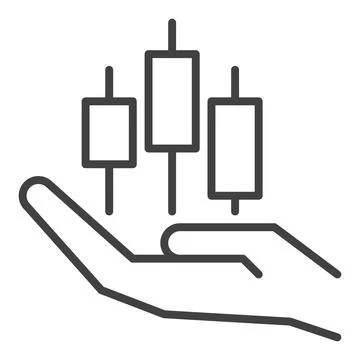 Hand with Candlestick Pattern Chart vector thin line icon or symbol Stock Illustration