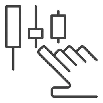 Hand with candlestick pattern vector electronic trading outline icon or symbo Illustrazione stock
