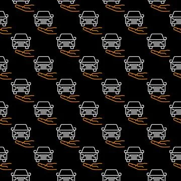 Hand with Car vector Hire Car concept line dark seamless pattern Stockillustratie