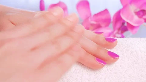 Hand Care. Application of cream on hands Stock Footage 79686886