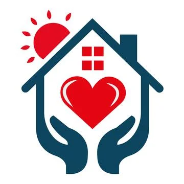 Hand Care icon Template vector home logo design Love House Vector Stock-Illustration