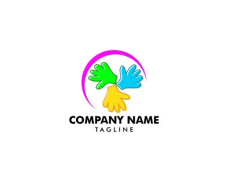 Hand Care Logo Template vector icon illustration design, Child Care Logo Stock Illustration