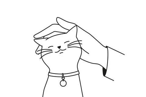 Hand caress cute cat Stock Illustration