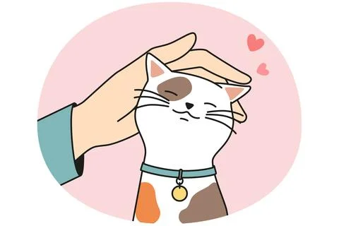 Hand caress cute cat Stock Illustration