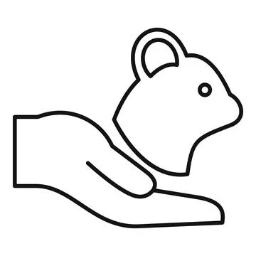 Hand caring for pet mouse rodent welfare icon Stock Illustration