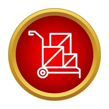 Hand cart moving delivery boxes logistics icon 스톡 일러스트