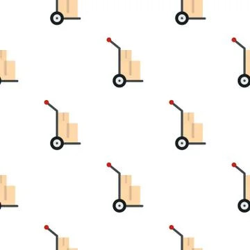 Hand cart with two cardboard boxes pattern flat 스톡 일러스트