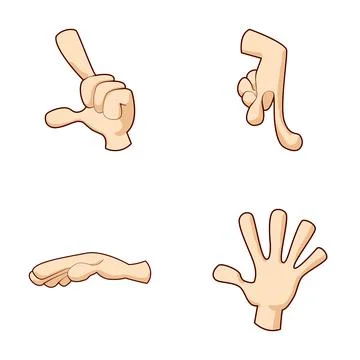 Hand cartoon icons making various gestures and signals Stock Illustration