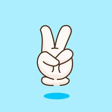 Hand Cartoon Two Gesture Vector Illustration Stock Illustration
