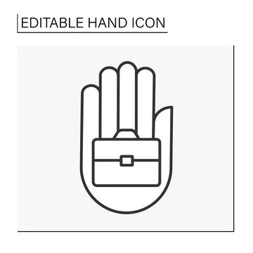 Hand with case line icon Stock Illustration