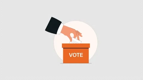 Hand Casting Vote in Ballot Box Animation Video - Transparent Stock Footage 328131653