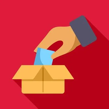 Hand casting vote into ballot box icon 스톡 일러스트
