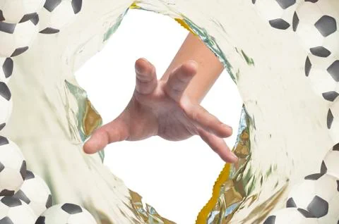Hand catch ball in plastic snack pack Stock Illustration