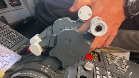 Hand of a Caucasian Pilot Starting-up the Right Engine of a Modern Jet. Stock Footage 328997374
