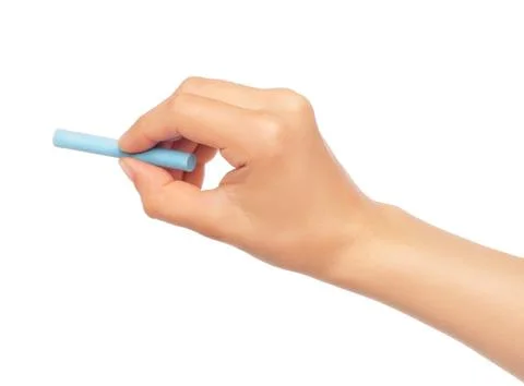 Hand with chalk on white background Stock Photos
