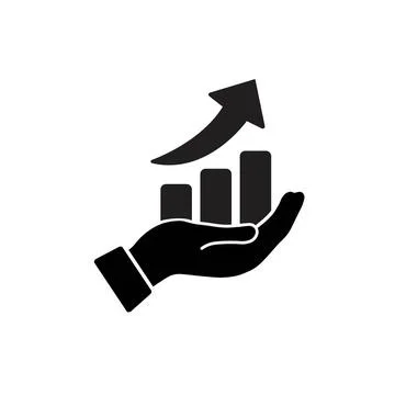 Hand with chart icon in trendy flat style design. Vector graphic illustration Stock Illustration