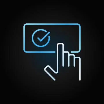 Hand on check mark button creative outline vector icon Stock Illustration