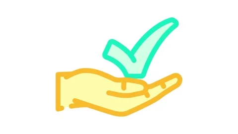 Hand check mark color icon animation Stock Footage 327266505