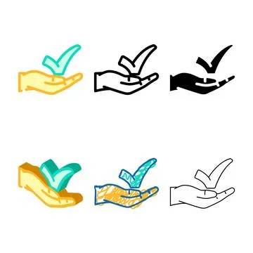 Hand check mark color pack icon vector Stock Illustration