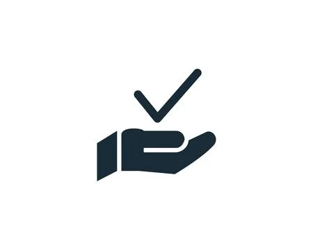 Hand, Check Mark Icon Vector Logo Template Illustration Design Stock Illustration