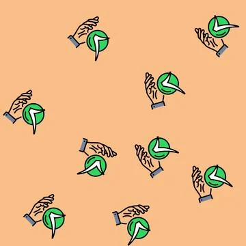 Hand check mark vector seamless pattern Stock Illustration