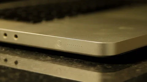 Hand Checking The Battery Level On A Laptop Media, Technology, Energy, Side Shot Stock Footage 42848615