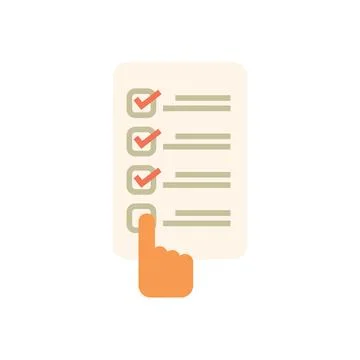 Hand checking off to do list with red checkmarks Stock Illustration